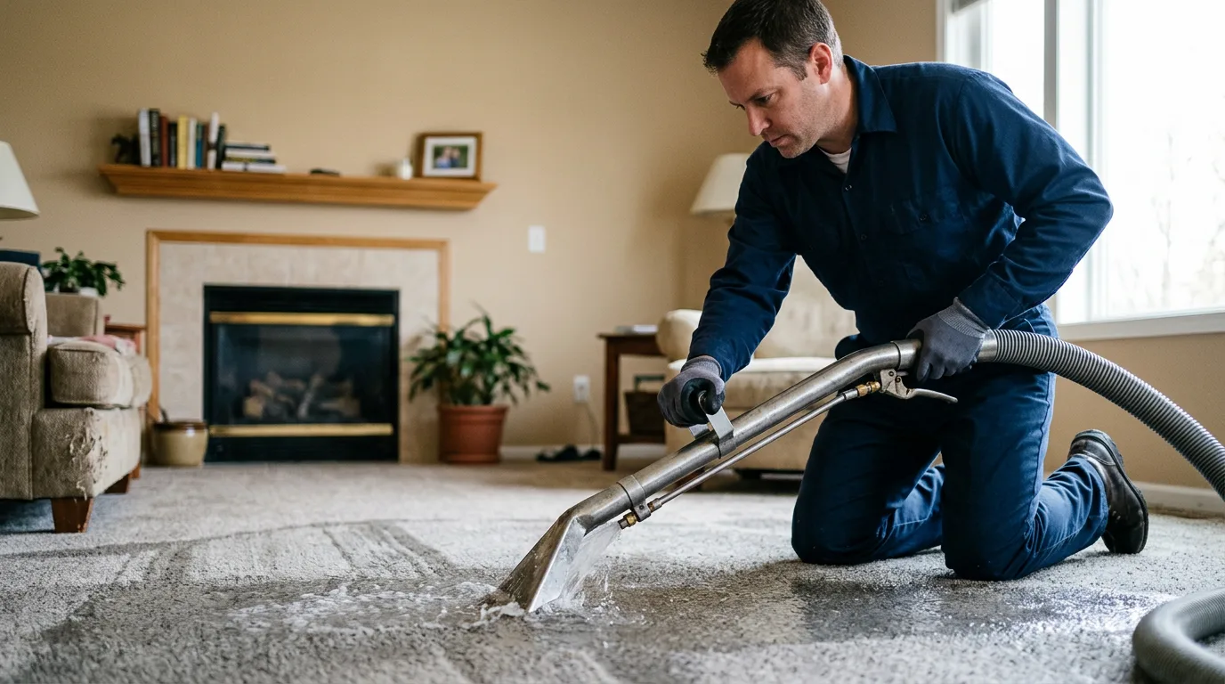 Water damage restoration technician working near El Campo, TX